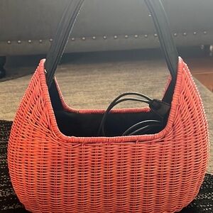 Coral Woven Hobo Bag